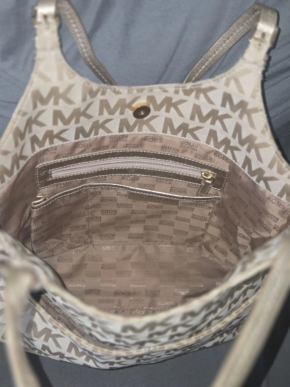 Michael Kors Beige Logo-Print Shoulder Bag